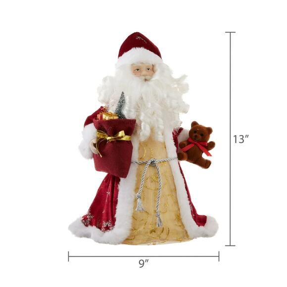 Fiber Optic Plush Santa Claus Christmas Tree Topper 12" LED Red Holiday Lit Bear - Picture 5 of 7